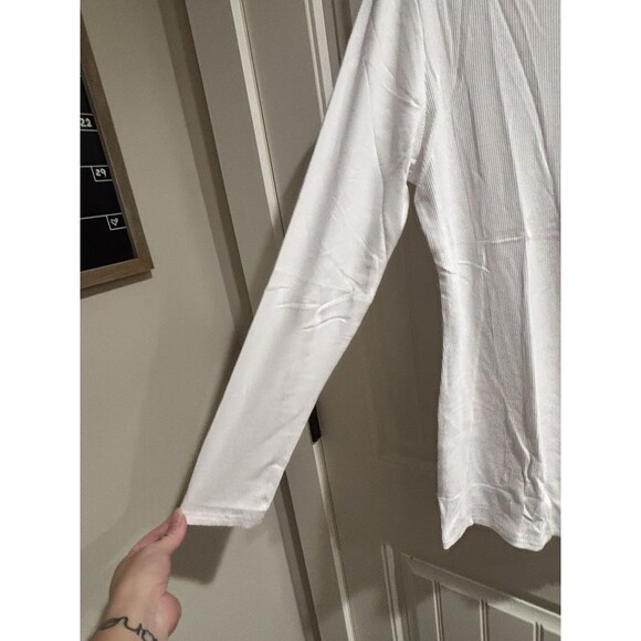 NWT White Ribbed Long sleeve top Womens Sz XL - Picture 2 of 5